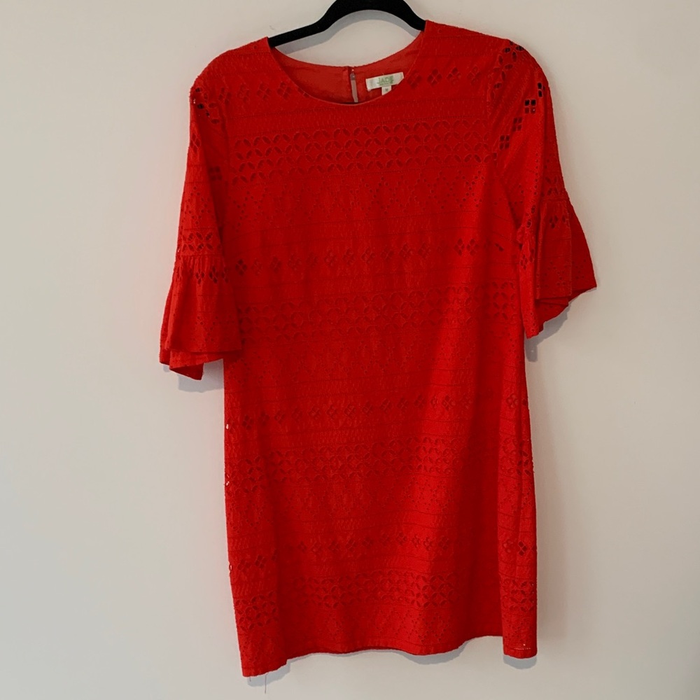 Jade by Melody Tam Red eyelet shirt cotton dress medium